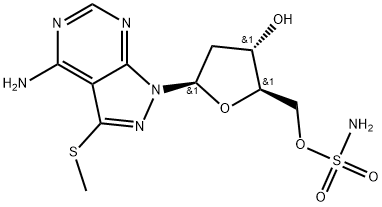 1H-Pyrazolo[3,4-d]pyrimidin-4-amine, 1-[5-O-(aminosulfonyl)-2-deoxy-β-D-erythro-pentofuranosyl]-3-(methylthio)- Struktur