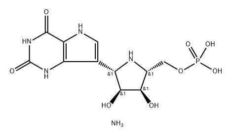 1H-Pyrrolo3,2-dpyrimidine-2,4(3H,5H)-dione, 7-(2S,3S,4R,5R)-3,4-dihydroxy-5-(phosphonooxy)methyl-2-pyrrolidinyl-, diammonium salt Struktur