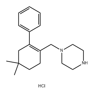 Piperazine, 1-[(4,4-dimethyl-2-phenyl-1-cyclohexen-1-yl)methyl]-, hydrochloride (1:2) Struktur