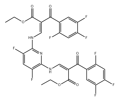 Benzenepropanoic acid, α,α'-[(3,5-difluoro-2,6-pyridinediyl)bis(iminomethylidyne)]bis[2,4,5-trifluoro-β-oxo-, 1,1'-diethyl ester, (αZ,α'Z)- Struktur