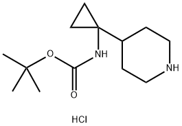 Carbamic acid, N-[1-(4-piperidinyl)cyclopropyl]-, 1,1-dimethylethyl ester, hydrochloride (1:1) Structure