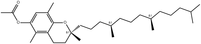 2H-1-Benzopyran-6-ol, 3,4-dihydro-2,5,8-trimethyl-2-[(4R,8R)-4,8,12-trimethyltridecyl]-, 6-acetate, (2R)-rel-(+)- Struktur