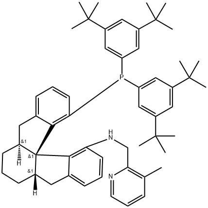 2-Pyridinemethanamine, N-[(1aS,4aS,9bS)-10-[bis[3,5-bis(1,1-dimethylethyl)phenyl]phosphino]-1a,2,3,4,4a,5-hexahydro-1H-indeno[2,1-d]fluoren-9-yl]-3-methyl- Struktur