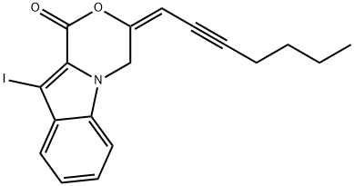 1H-[1,4]Oxazino[4,3-a]indol-1-one, 3-(2-heptyn-1-ylidene)-3,4-dihydro-10-iodo-, (3E)- Struktur