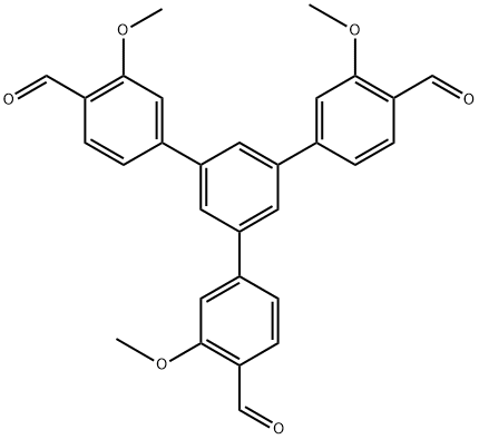 5'-(4-formyl-3-methoxyphenyl)-3,3''-dimethoxy-[1,1':3',1''-terphenyl]-4,4''-dicarbaldehyde Struktur