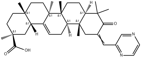 Olean-12-en-29-oic acid, 3-oxo-2-(2-pyrazinylmethylene)-, (20β)- Struktur