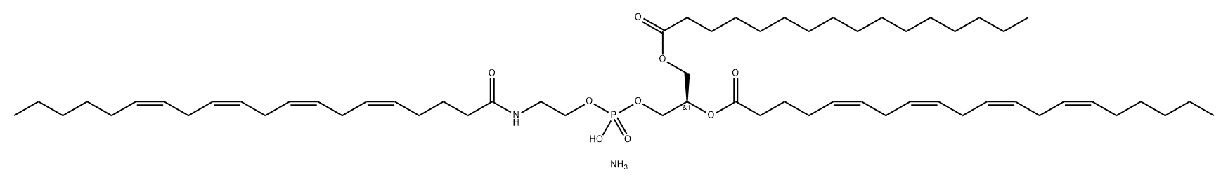 5,8,11,14-Eicosatetraenoic acid, (1R,13Z,16Z,19Z,22Z)-4-hydroxy-4-oxido-9-oxo-1-[[(1-oxohexadecyl)oxy]methyl]-3,5-dioxa-8-aza-4-phosphaoctacosa-13,16,19,22-tetraen-1-yl ester, ammonium salt (1:1), (5Z,8Z,11Z,14Z)- Struktur