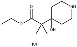 ethyl 2-(4-hydroxypiperidin-4-yl)-2-methylpropanoate hydrochloride Struktur