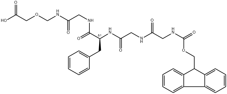 (S)-11-Benzyl-1-(9H-fluoren-9-yl)-3,6,9,12,15-pentaoxo-2,18-dioxa-4,7,10,13,16-pentaazaicosan-20-oic acid Struktur