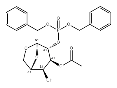 .beta.-D-Galactopyranose, 1,6-anhydro-, 3-acetate 2-bis(phenylmethyl) phosphate Struktur