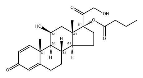 Pregna-1,4-diene-3,20-dione, 11,21-dihydroxy-17-(1-oxobutoxy)-, (11β)- (9CI) Struktur