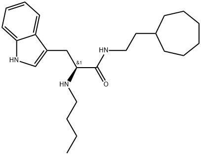 1H-Indole-3-propanamide, α-(butylamino)-N-(2-cycloheptylethyl)-, (αS)- Struktur