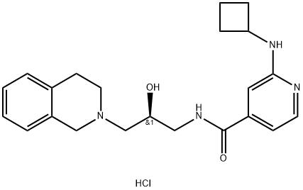 4-Pyridinecarboxamide, 2-(cyclobutylamino)-N-[(2S)-3-(3,4-dihydro-2(1H)-isoquinolinyl)-2-hydroxypropyl]-, hydrochloride (1:2) Struktur