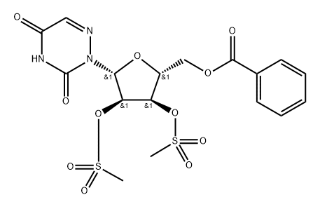 2-[5-O-Benzoyl-2-O,3-O-bis(methylsulfonyl)-β-D-ribofuranosyl]-1,2,4-triazine-3,5(2H,4H)-dione Struktur