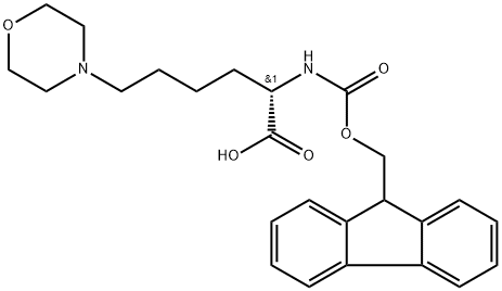 4-Morpholinehexanoic acid, α-[[(9H-fluoren-9-ylmethoxy)carbonyl]amino]-, (αS)- Struktur