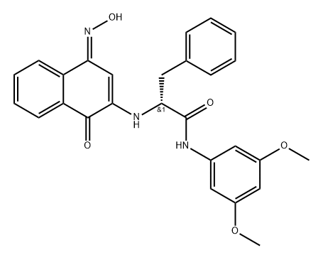 Benzenepropanamide, α-[[1,4-dihydro-4-(hydroxyimino)-1-oxo-2-naphthalenyl]amino]-N-(3,5-dimethoxyphenyl)-, (αR)- Struktur