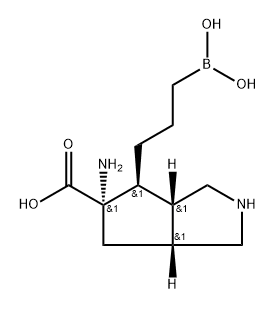 Cyclopenta[c]pyrrole-5-carboxylic acid, 5-amino-4-[3-(dihydroxyborano)propyl]octahydro-, (3aR,4S,5S,6aR)- Struktur