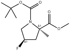 1-(tert-butyl) 2-methyl (2R,4R)-4-fluoro-2-methylpyrrolidine-1,2-dicarboxylate Struktur