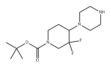 1-Piperidinecarboxylic acid, 3,3-difluoro-4-(1-piperazinyl)-, 1,1-dimethylethyl ester Struktur