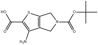 3-amino-5-(tert-butoxycarbonyl)-5,6-dihydro-4H-thieno[2,3-c]pyrrole-2-carboxylic acid Struktur