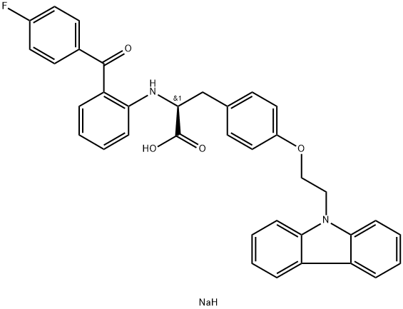 L-Tyrosine, O-[2-(9H-carbazol-9-yl)ethyl]-N-[2-(4-fluorobenzoyl)phenyl]-, sodium salt (1:1) Struktur