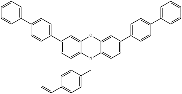 3,7-Bis([1,1′-biphenyl]-4-yl)-10-[(4-ethenylphenyl)methyl]-10H-phenoxazine Struktur