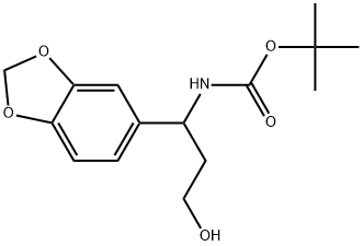 tert-butyl (1-(benzo[d][1,3]dioxol-5-yl)-3-hydroxypropyl)carbamate Struktur