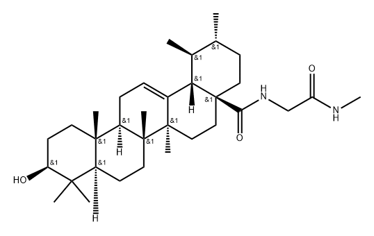 Urs-12-en-28-amide, 3-hydroxy-N-[2-(methylamino)-2-oxoethyl]-, (3β)- Struktur