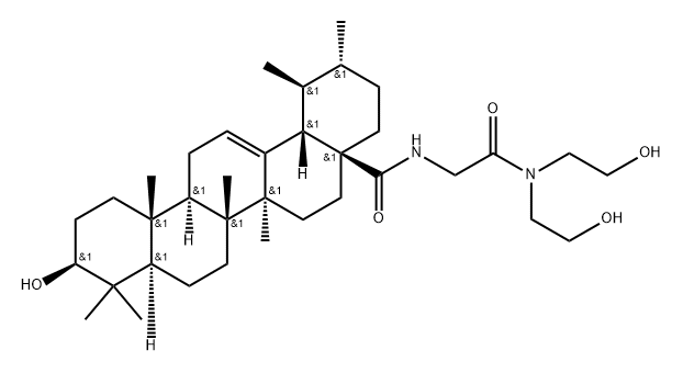 Urs-12-en-28-amide, N-[2-[bis(2-hydroxyethyl)amino]-2-oxoethyl]-3-hydroxy-, (3β)- Struktur