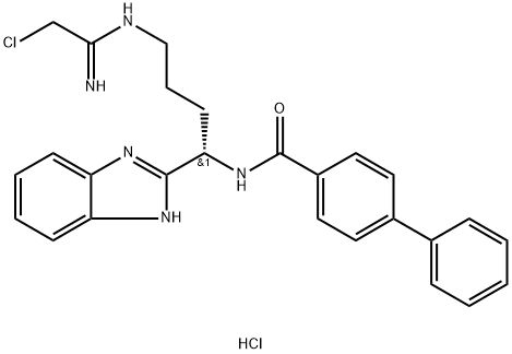 [1,1'-Biphenyl]-4-carboxamide, N-[(1S)-1-(1H-benzimidazol-2-yl)-4-[(2-chloro-1-iminoethyl)amino]butyl]-, hydrochloride (1:1) Struktur