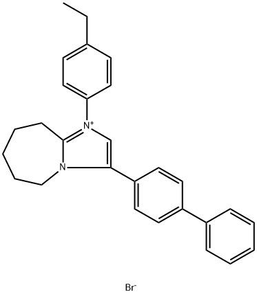 5H-Imidazo[1,2-a]azepinium, 3-[1,1'-biphenyl]-4-yl-1-(4-ethylphenyl)-6,7,8,9-tetrahydro-, bromide (1:1) Struktur