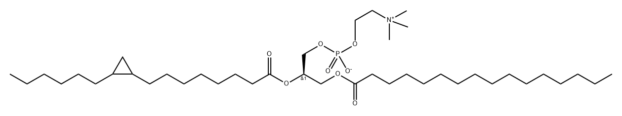 3,5,9-Trioxa-4-phosphapentacosan-1-aminium, 7-[[8-(2-hexylcyclopropyl)-1-oxooctyl]oxy]-4-hydroxy-N,N,N-trimethyl-10-oxo-, inner salt, 4-oxide, (7R)- Struktur