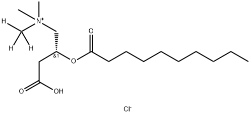 1-Propanaminium, 3-carboxy-N,N-dimethyl-N-(methyl-d3)-2-[(1-oxodecyl)oxy]-, chloride (1:1), (2R)- Struktur