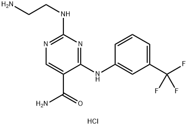 5-Pyrimidinecarboxamide, 2-[(2-aminoethyl)amino]-4-[[3-(trifluoromethyl)phenyl]amino]-, hydrochloride (1:1) Struktur