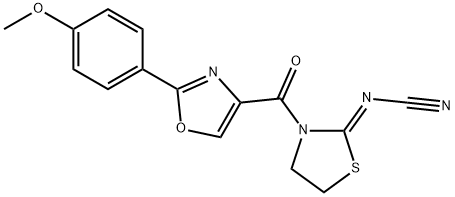 Cyanamide, N-[3-[[2-(4-methoxyphenyl)-4-oxazolyl]carbonyl]-2-thiazolidinylidene]-, (1Z)- Struktur