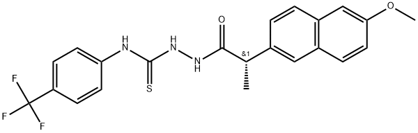 2-Naphthaleneacetic acid, 6-methoxy-α-methyl-, 2-[thioxo[[4-(trifluoromethyl)phenyl]amino]methyl]hydrazide, (αS)- Struktur