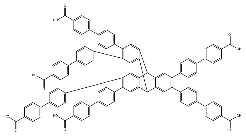 4',4''',4''''',4''''''',4''''''''',4'''''''''''-(9,10-dihydro-9,10-[1,2]benzenoanthracene-2,3,6,7,14,15-hexayl)hexakis([1,1'-biphenyl]-4-carboxylic acid) Struktur