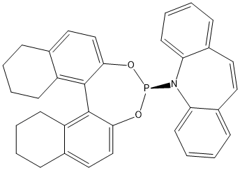 5H-?Dibenz[b,?f]?azepine, 5-?[(11bS)?-?8,?9,?10,?11,?12,?13,?14,?15-?octahydrodinaphtho[2?,?1-?d:1',?2'-?f]?[1,?3,?2]?dioxaphosphepin-?4-?yl]?- Struktur