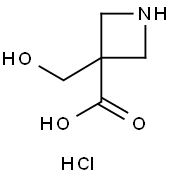 3-Azetidinecarboxylic acid, 3-(hydroxymethyl)-, hydrochloride (1:1) Struktur