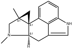 (9bR)-1aα,3-Dimethyl-1a,2,3,3aα,4,6-hexahydro-1H-cyclopropa[c]indolo[4,3-ef]indole Struktur