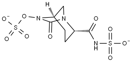 rac-(2R,5S)-7-oxo-2-(sulfonatocarbamoyl)-1,6-diazabicyclo[3.2.1]octan-6-yl sulfate Struktur