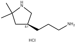 3-Pyrrolidinepropanamine, 5,5-dimethyl-, hydrochloride (1:2), (3S)- Struktur