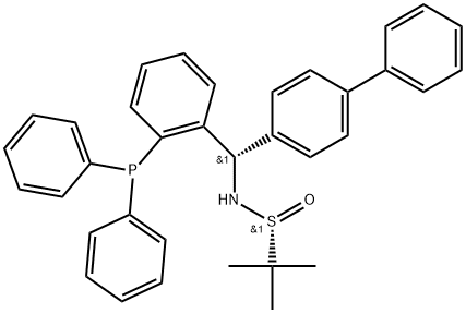 2-Propanesulfinamide, N-[(S)-[1,1'-biphenyl]-4-yl[2-(diphenylphosphino)phenyl]methyl]-2-methyl-, [S(R)]- Struktur