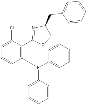 (R)-4-Benzyl-2-(2-chloro-6-(diphenylphosphino)phenyl)-4,5-dihydrooxazole Structure