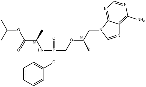 D-Alanine, N-[[[(1S)-2-(6-amino-9H-purin-9-yl)-1-methylethoxy]methyl]phenoxyphosphinyl]-, 1-methylethyl ester Struktur