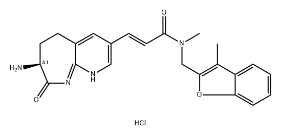 2-Propenamide, 3-[(7S)-7-amino-6,7,8,9-tetrahydro-8-oxo-5H-pyrido[2,3-b]azepin-3-yl]-N-methyl-N-[(3-methyl-2-benzofuranyl)methyl]-, hydrochloride (1:1), (2E)- Struktur