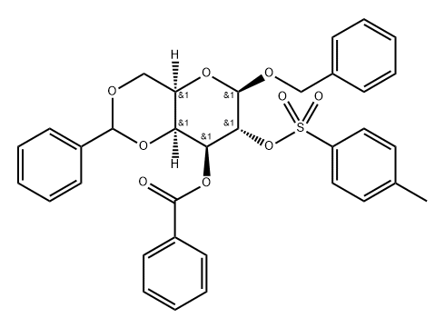 Benzyl 4-O,6-O-benzylidene-β-D-galactopyranoside 3-benzoate 2-(p-toluenesulfonate) Struktur