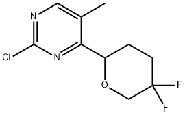 2-Chloro-4-(5,5-difluorotetrahydro-2H-pyran-2-yl)-5-methylpyrimidine Struktur