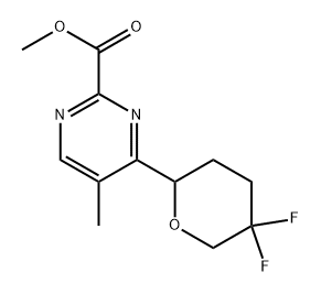 methyl 4-(5,5-difluorotetrahydro-2H-pyran-2-yl)-5-methylpyrimidine-2-carboxylate Struktur