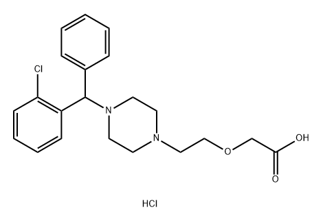 Acetic acid, 2-[2-[4-[(2-chlorophenyl)phenylmethyl]-1-piperazinyl]ethoxy]-, hydrochloride (1:2) Struktur